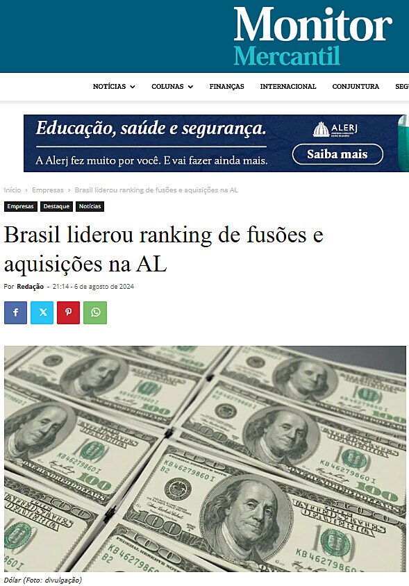 Brasil liderou ranking de fuses e aquisies na AL